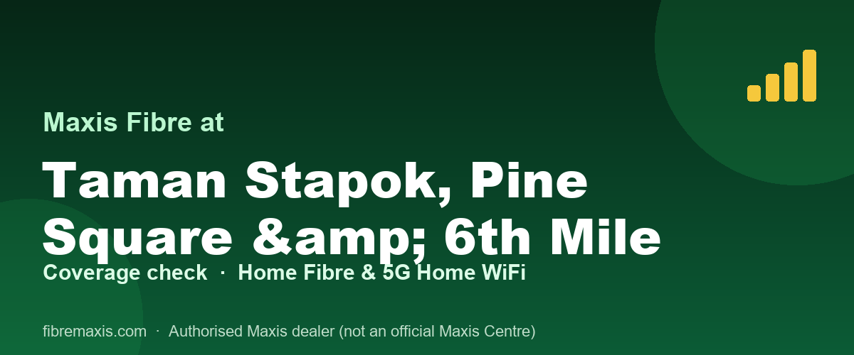 Maxis Fibre coverage at Taman Stapok, Pine Square & 6th Mile